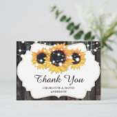 Rustic Wood Sunflower Wedding Bedankkaart (Staand voorkant)