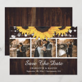 Rustic Wood Sunflower Wedding Foto Save The Date (Voorkant / Achterkant)