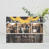 Rustic Wood Sunflower Wedding Foto Save The Date (Staand voorkant)
