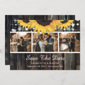 Rustic Wood Sunflower Wedding Foto Save The Date (Voorkant / Achterkant)