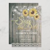 Rustic Wood Sunflower Wedding Save the Date (Voorkant / Achterkant)