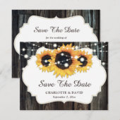 Rustic Wood Sunflower Wedding Save the Date Aankondiging (Voorkant / Achterkant)