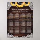 Rustic Wood Sunflower Wedding Seating Chart 12 Poster (Voorkant)