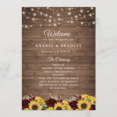 Rustic Wood Sunflowers Programme de mariage Bourgo (Devant)