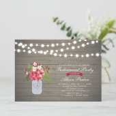 Rustic Wood Surprise Retraite Party Invitation (Debout devant)