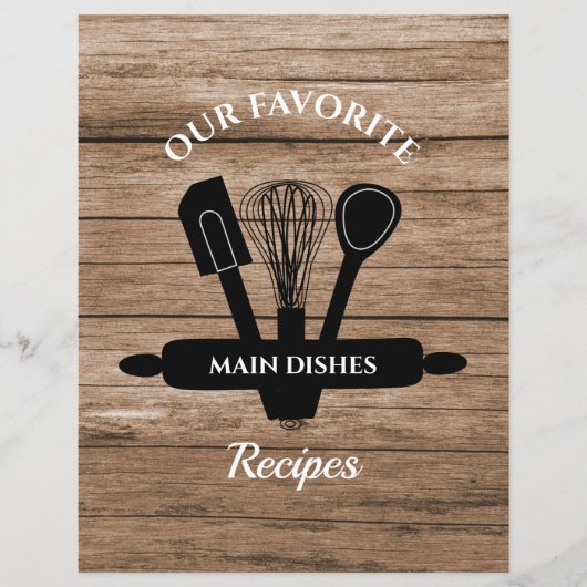 Rustic Wood Tabbed Recipe Cookbook Divider (Voorkant)