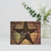 Rustic Wood Texas Star westerne bruiloft Dank u Briefkaart (Staand voorkant)