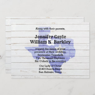 Rustic Wood Texas State Wedding Invitation 2 Kaart