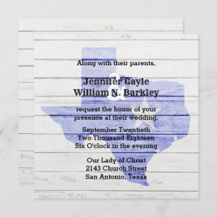 Rustic Wood Texas State Wedding Invitation Kaart