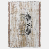 Rustic Wood Texture Deer Forest Monogram Deken (Voorkant Verticaal)