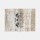 Rustic Wood Texture Deer Forest Monogram Fleece Deken (Voorkant (Horizontaal))