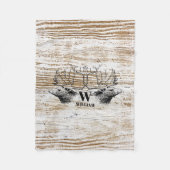 Rustic Wood Texture Deer Forest Monogram Fleece Deken (Voorkant)