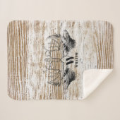 Rustic Wood Texture Deer Forest Monogram Sherpa Deken (Voorkant (horizontaal))