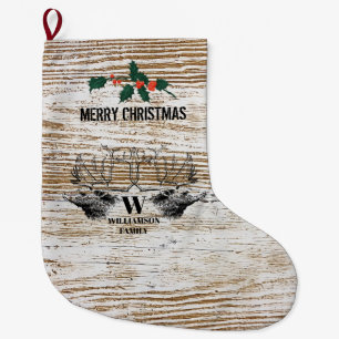 Rustic Wood Texture Deer Woodland Cabin Grote Kerstsok
