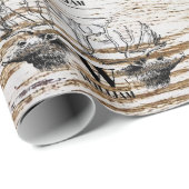 Rustic Wood Texture Deer Woodland Monogram Cadeaupapier (Rol Hoek)