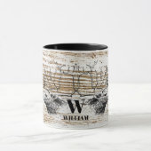 Rustic Wood Texture Deer Woodland Monogram Mok (Midden)