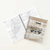 Rustic Wood Texture Deer Woodland Monogram Notitieboek (Binnen)