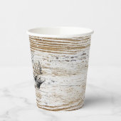 Rustic Wood Texture Deer Woodland Monogram Papieren Bekers (Links)