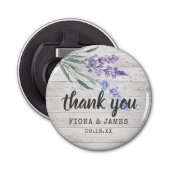 Rustic Wood Texture Lavender Weddenschap Button Flesopener (Voorkant)