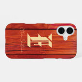 Rustic Wood Texture Monogram iPhone 16 Hoesje (Achterkant horizontaal)