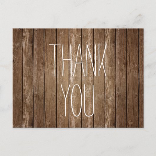 Rustic Wood Thank You Post Card Briefkaart (Voorkant)