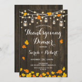 Rustic Wood Thanksgiving Dinner Kaart (Voorkant / Achterkant)