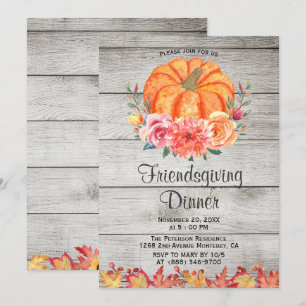 Rustic Wood Thanksgiving Friendsgiving Kaart
