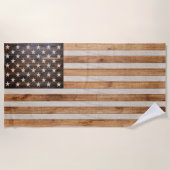Rustic Wood Tone American Flag Horizontal Strandlaken (Voorkant)