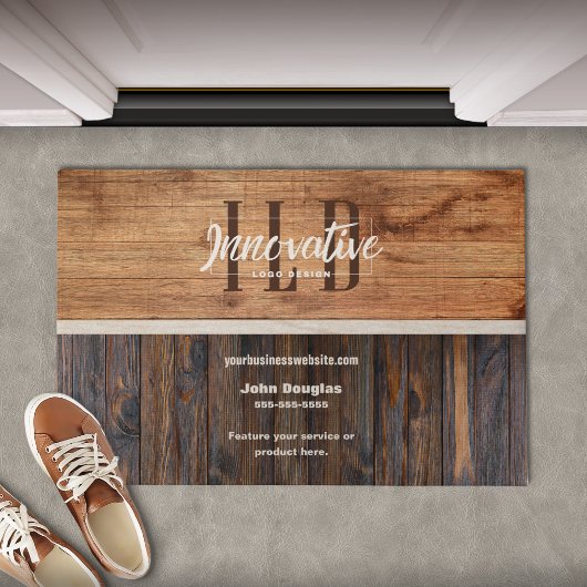 Rustic Wood Tone Business Logo Deurmat