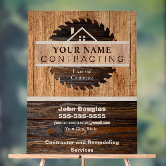 Rustic Wood Tone Contractor Logo Acryl Bord (Neutraal)