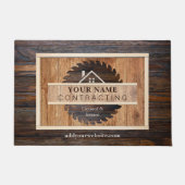 Rustic Wood Tone Contractor Logo Deurmat (Voorkant)