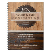 Rustic Wood Tone Contractor Logo Notitieboek (Voorkant)