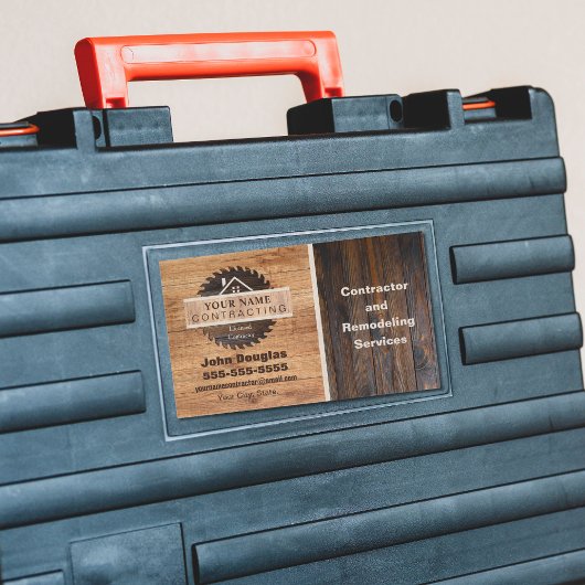 Rustic Wood Tone Contractor Logo Rechthoekige Sticker