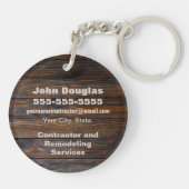 Rustic Wood Tone Contractor Logo Sleutelhanger (Achterkant)