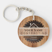 Rustic Wood Tone Contractor Logo Sleutelhanger (Voorkant)