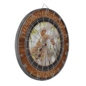 Rustic Wood Tone Familienaam Foto Dart Board Dartbord (Voorkant Links)