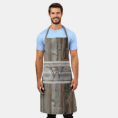 Rustic Wood Tone Grey Monogram Stripe Horizontale Schort (Gedragen)