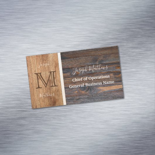Rustic Wood Tone Magnetisch Visitekaartje (Voorbeeld)