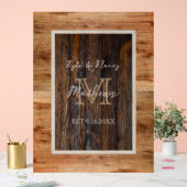 Rustic Wood Tone Monogram Acryl Bord (Huwelijk)