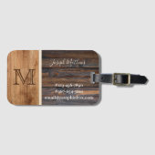Rustic Wood Tone Monogram Bagagelabel (Voorkant (horizontaal))