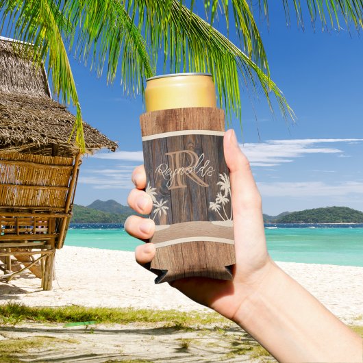 Rustic Wood Tone Monogram Beach