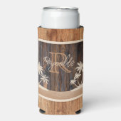 Rustic Wood Tone Monogram Beach (Seltzer Voorkant)
