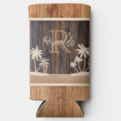 Rustic Wood Tone Monogram Beach (Voorkant)
