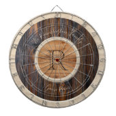 Rustic Wood Tone Monogram Brown en Tan Dartbord (Voorkant)