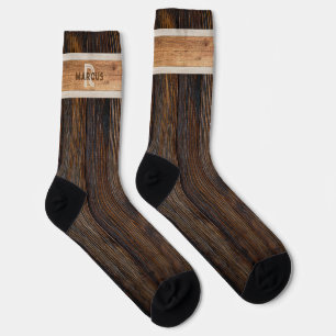 Rustic Wood Tone Monogram Brown en Tan Sokken
