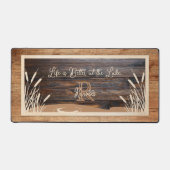 Rustic Wood Tone Monogram Lake Bureaumat (Voorkant)