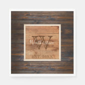 Rustic Wood Tone Monogram Luncheon Servet (Voorkant)
