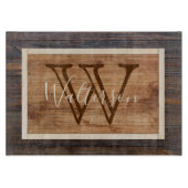 Rustic Wood Tone Monogram Snijplank (Voorkant)