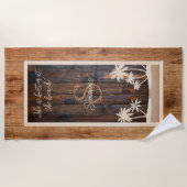 Rustic Wood Tone Monogram Strandlaken (Voorkant)