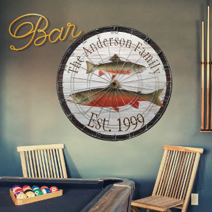 Rustic Wood tone Monogram Vliegforel Dartbord
